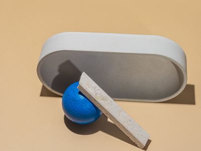 Geometric shapes in blue light for visual balance